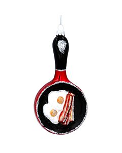 Gisela Graham Glass Frying Pan w Bacon/Eggs Decoration